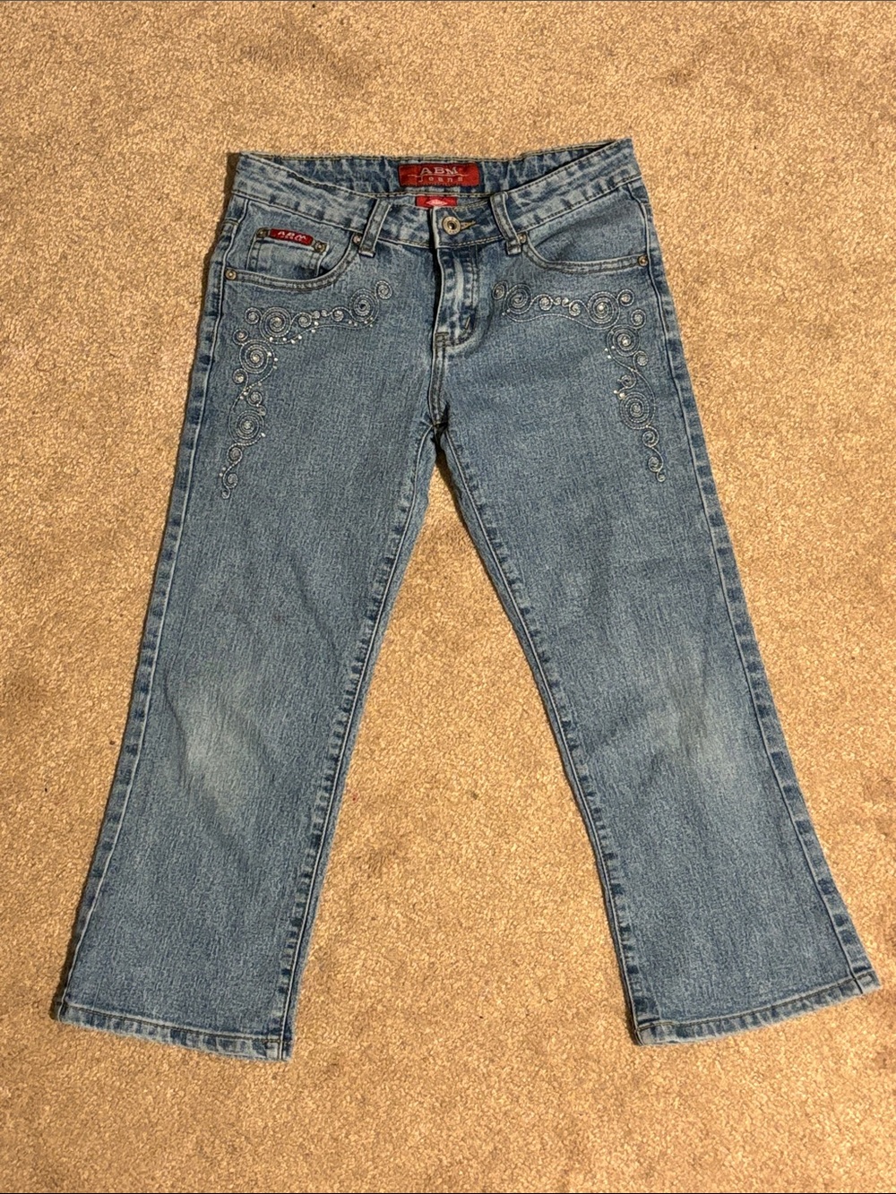 ABM Light Blue Embroidered Capri Jeans